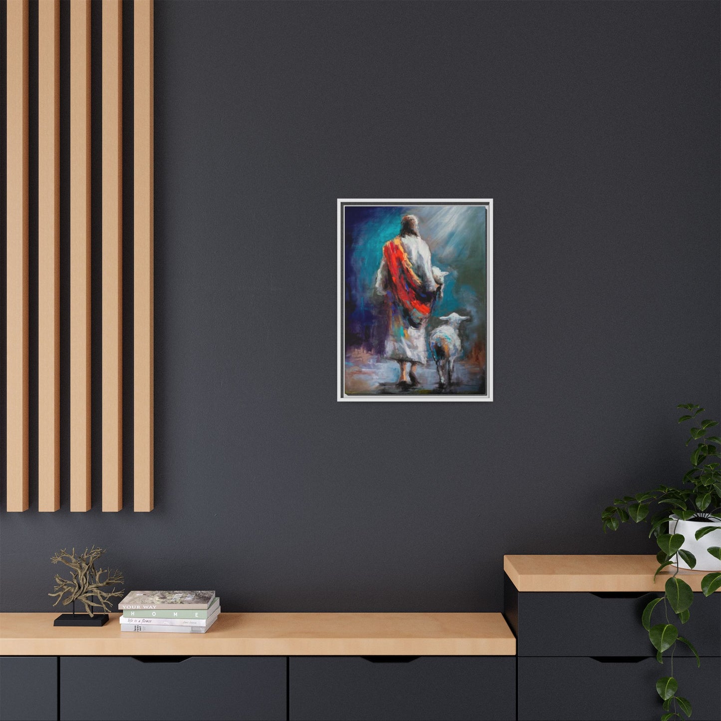 Canvas Art Print - Jesus Walking with Lamb