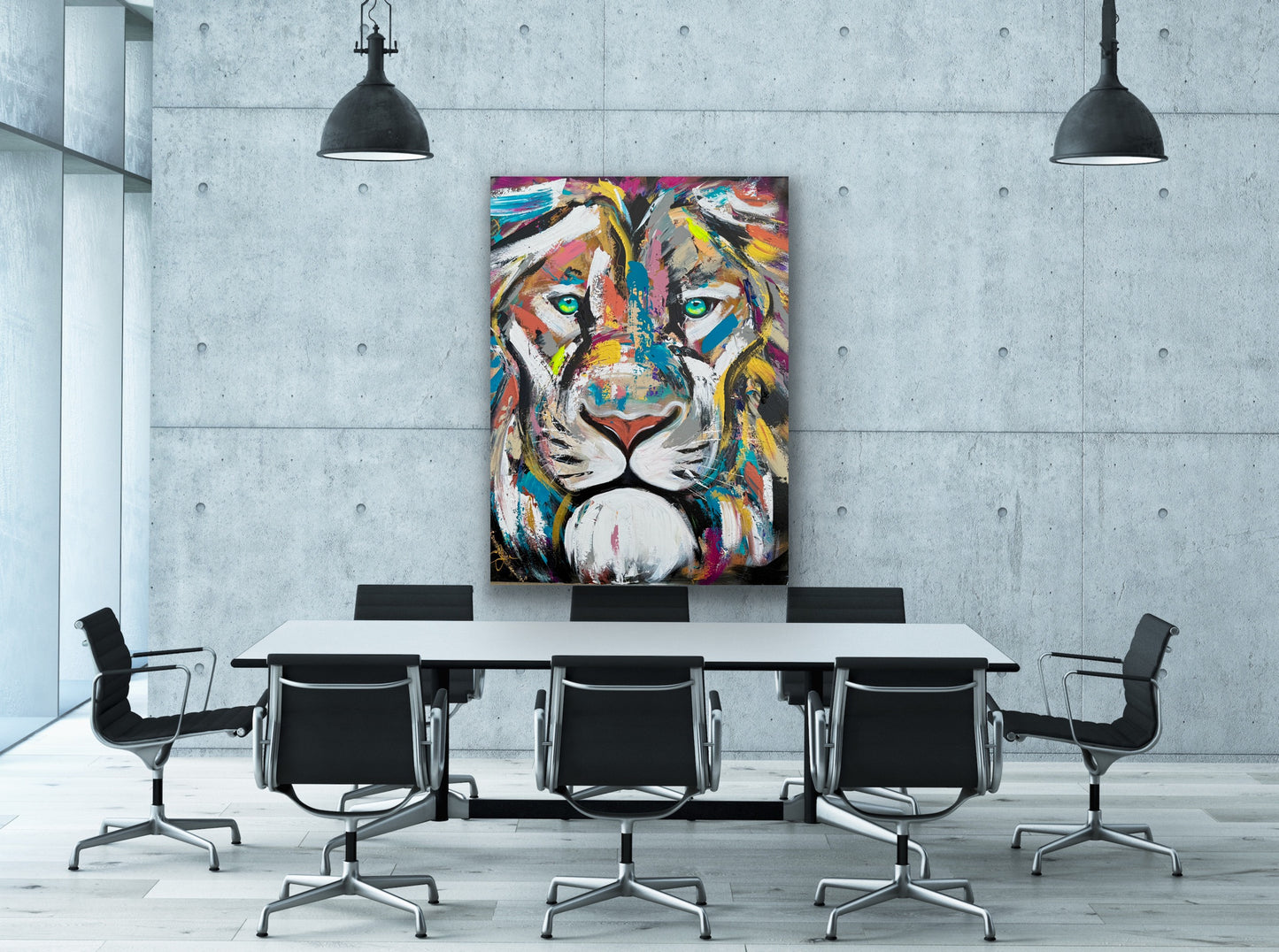 36x48 (Practice) Abstract “Live with Courage” Lion Painting