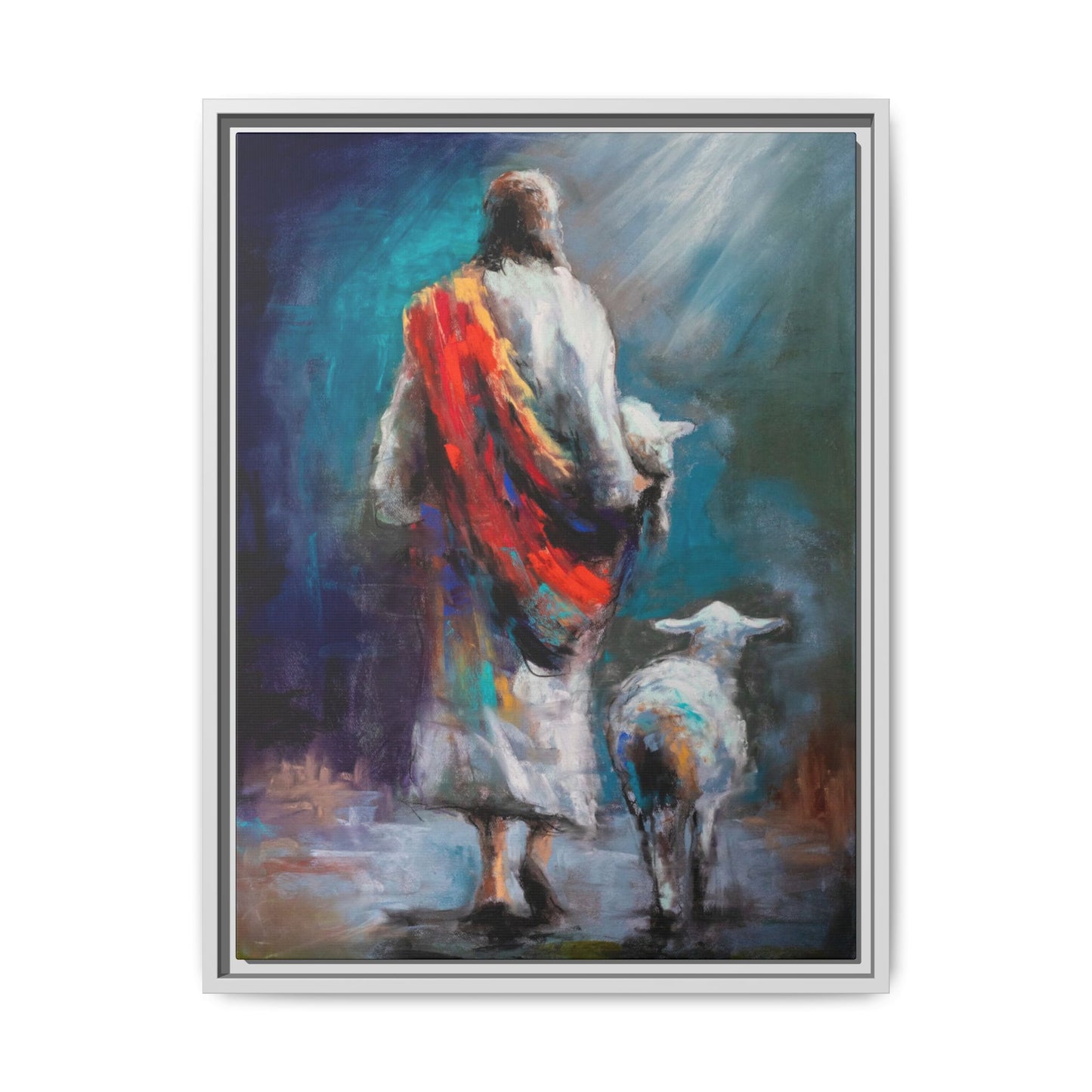 Canvas Art Print - Jesus Walking with Lamb