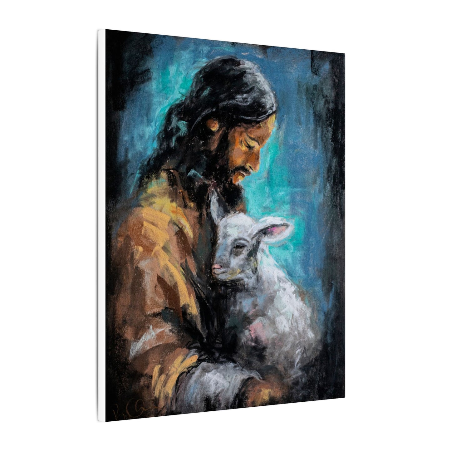 Jesus with Lamb Canvas Print – Religious Christian Wall Art