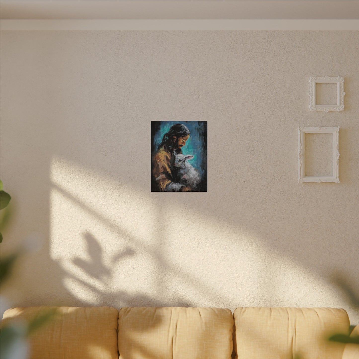 Jesus with Lamb Canvas Print – Religious Christian Wall Art