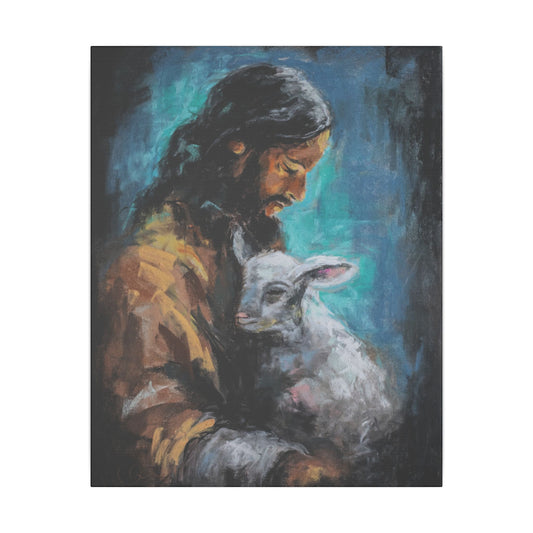 Jesus with Lamb Canvas Print – Religious Christian Wall Art
