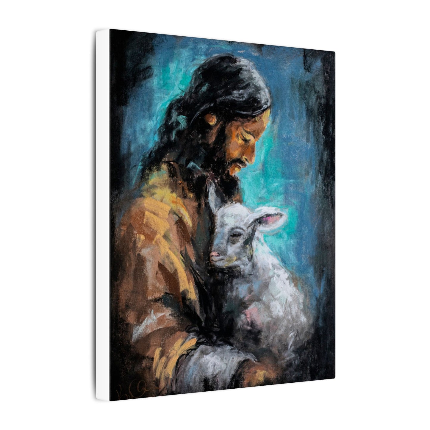 Jesus with Lamb Canvas Print – Religious Christian Wall Art