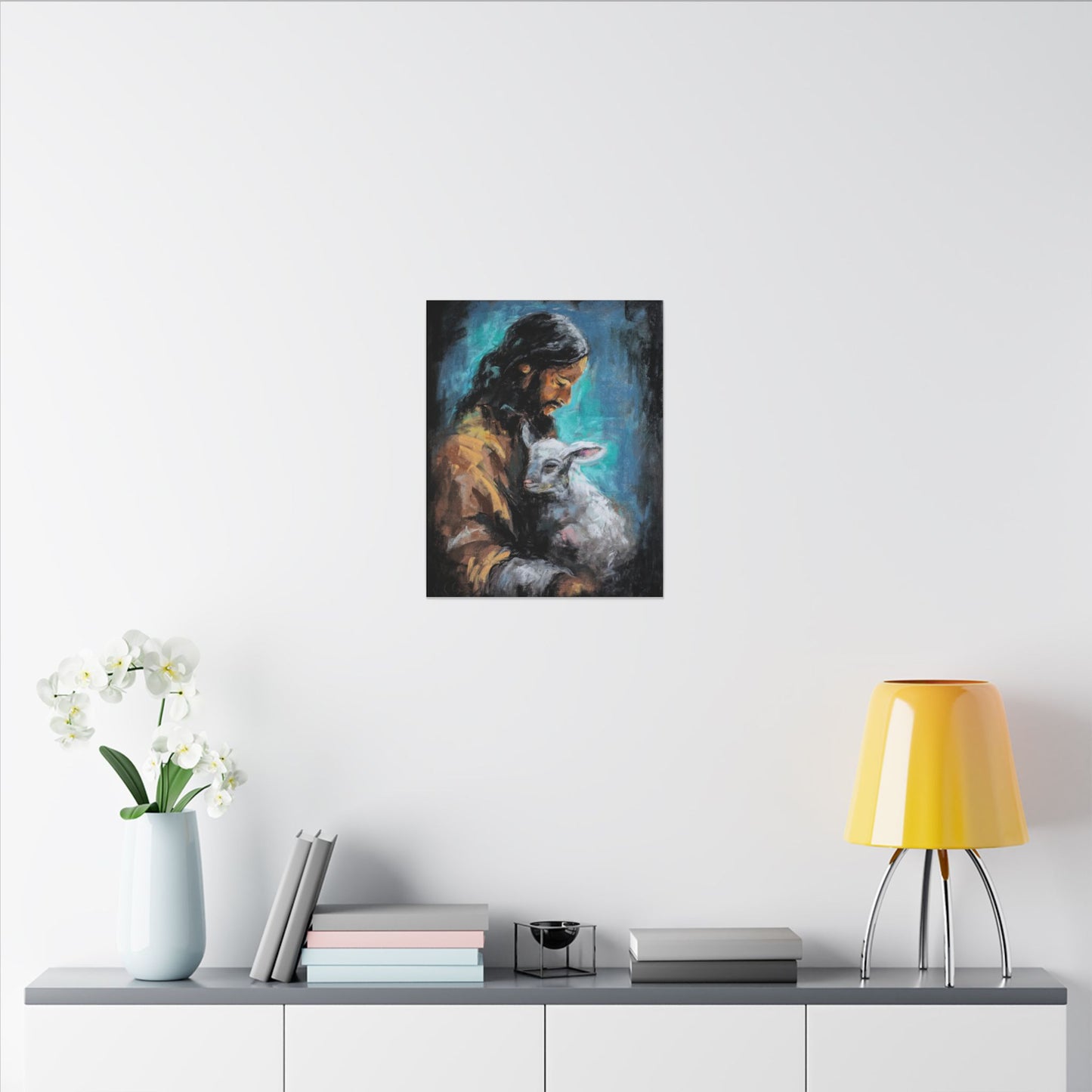 Jesus with Lamb Canvas Print – Religious Christian Wall Art