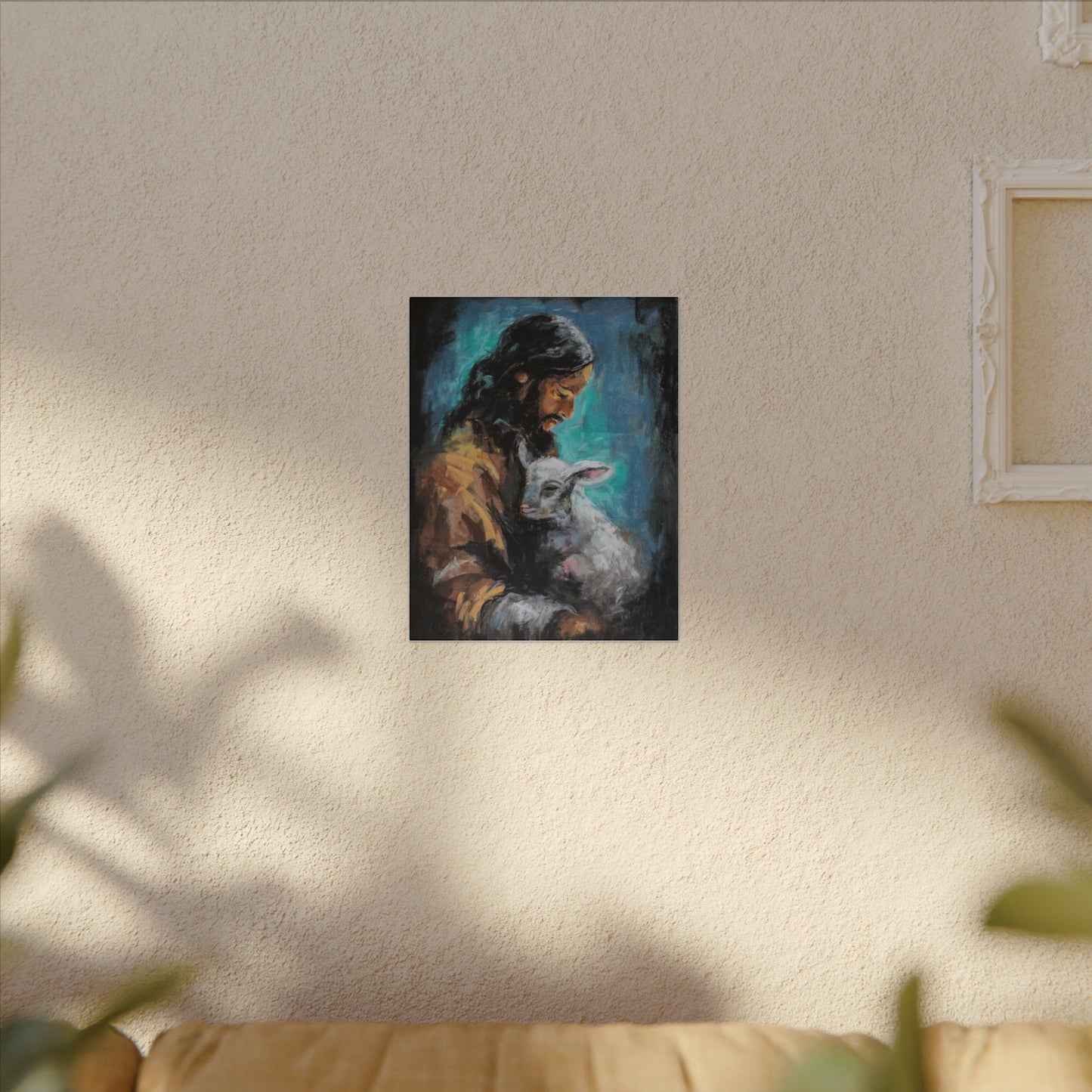 Jesus with Lamb Canvas Print – Religious Christian Wall Art