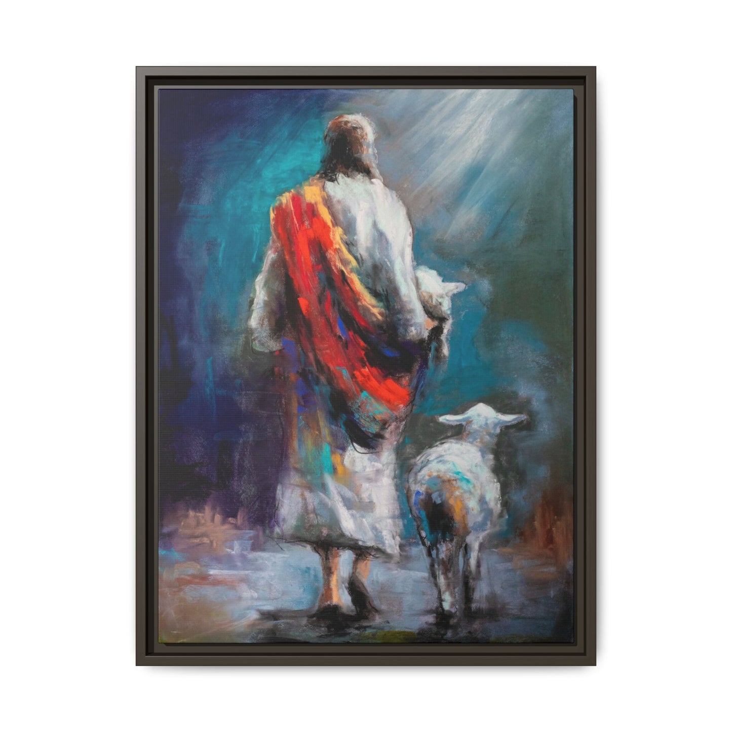 Canvas Art Print - Jesus Walking with Lamb
