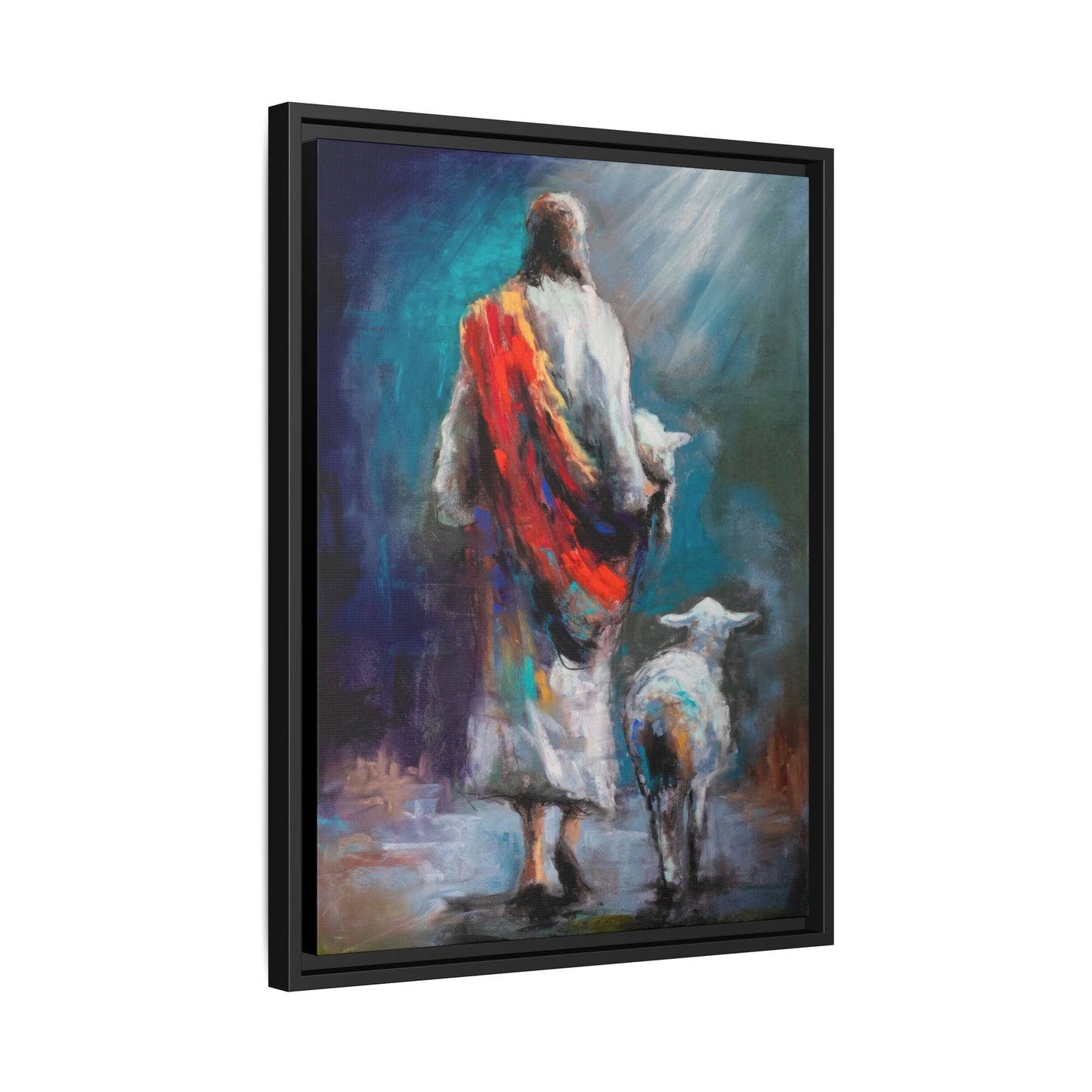 Canvas Art Print - Jesus Walking with Lamb