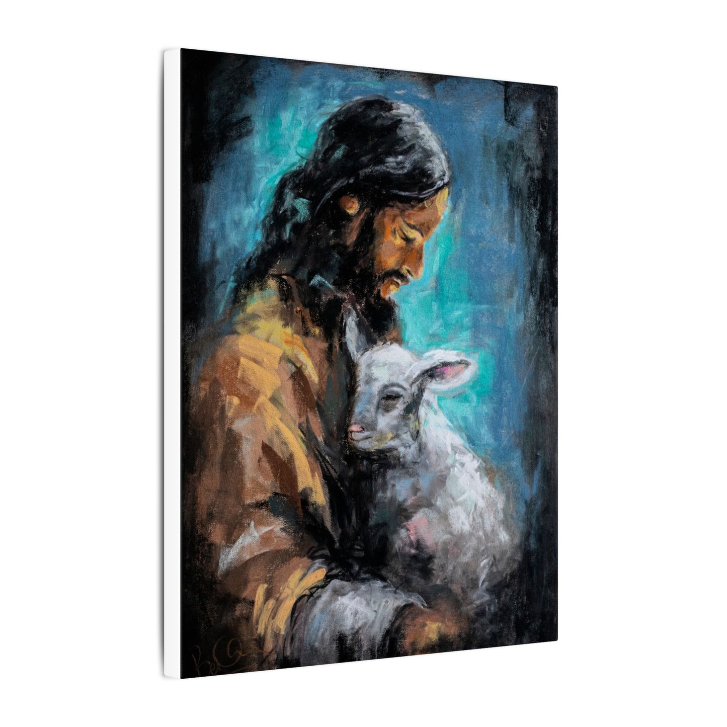 Jesus with Lamb Canvas Print – Religious Christian Wall Art