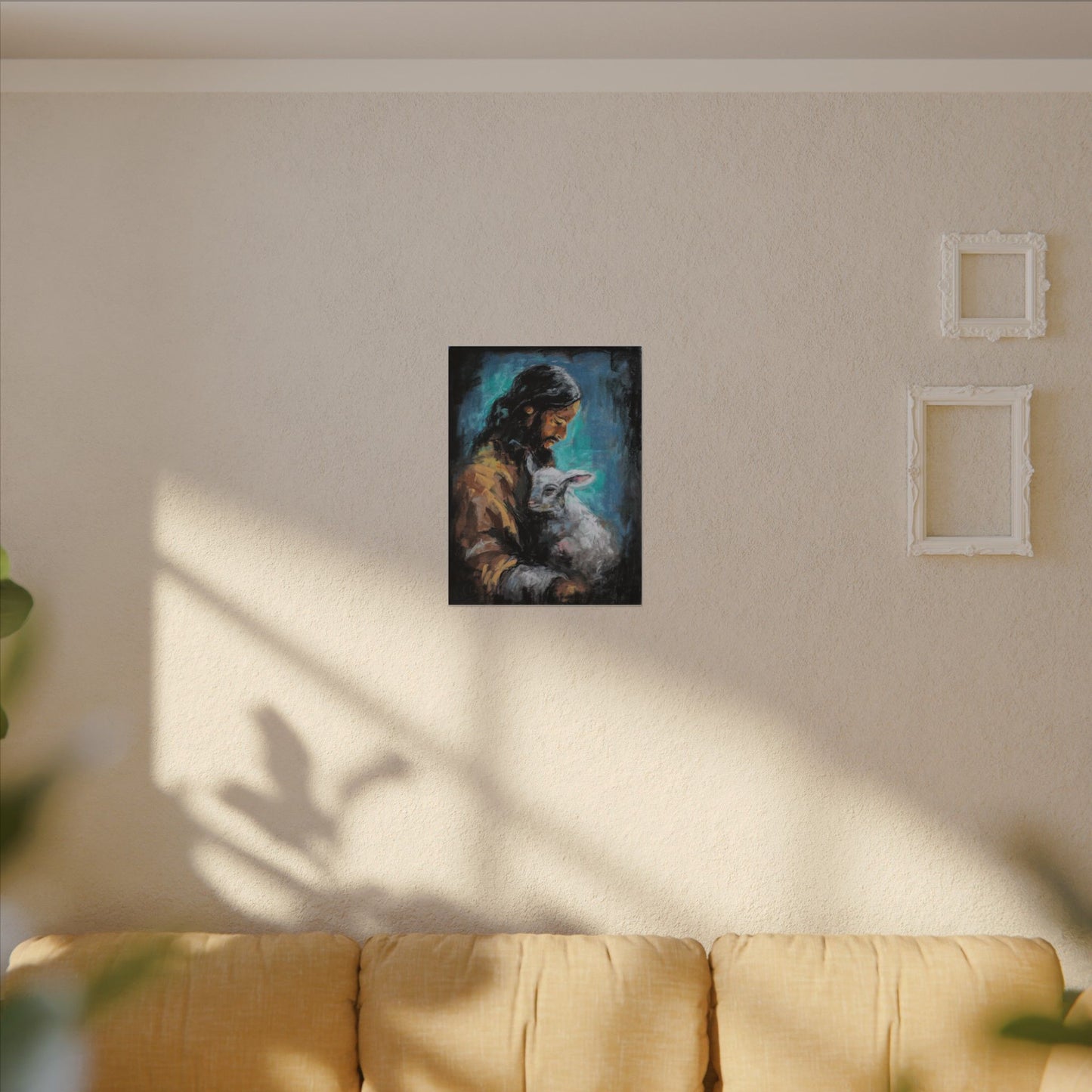 Jesus with Lamb Canvas Print – Religious Christian Wall Art