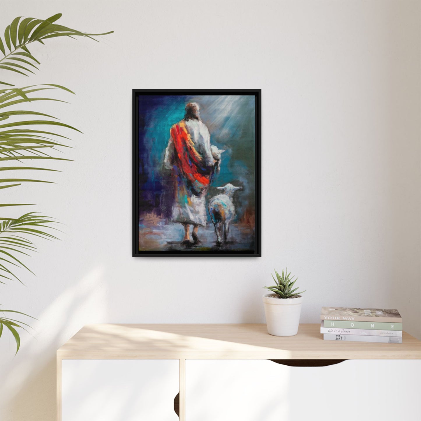 Canvas Art Print - Jesus Walking with Lamb