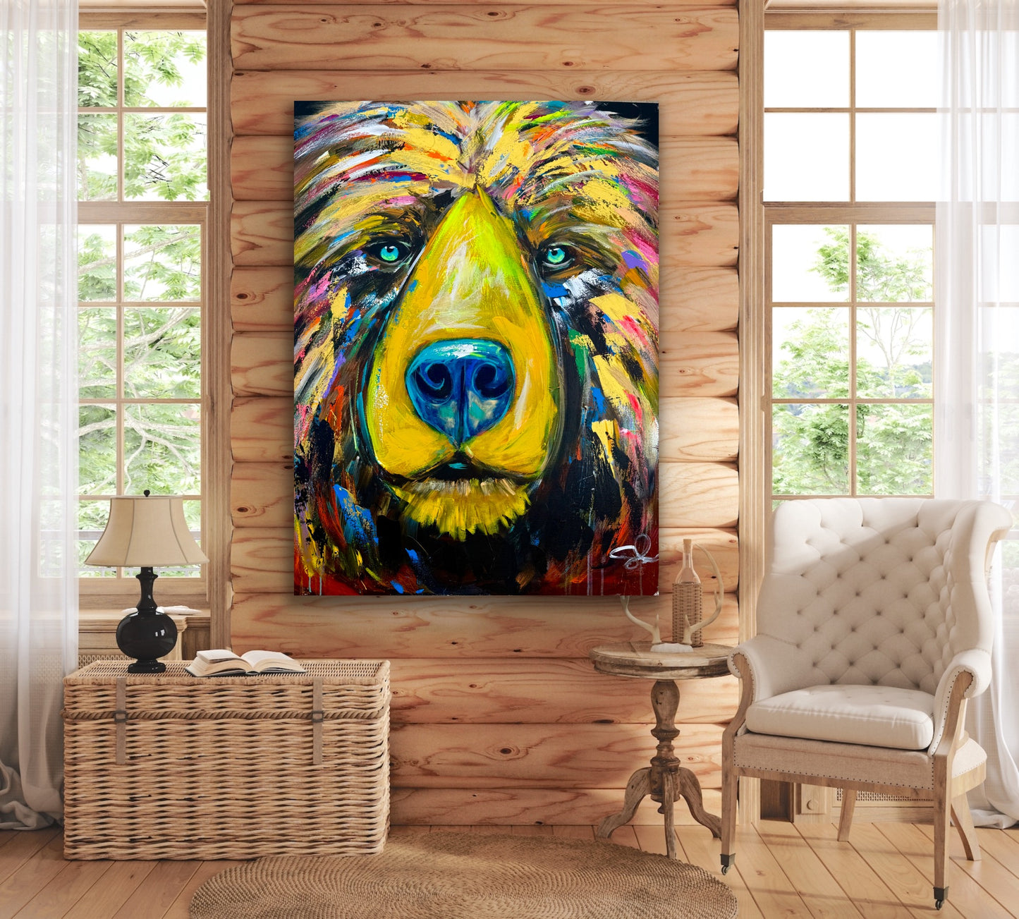 36x48 Abstract Bear Painting