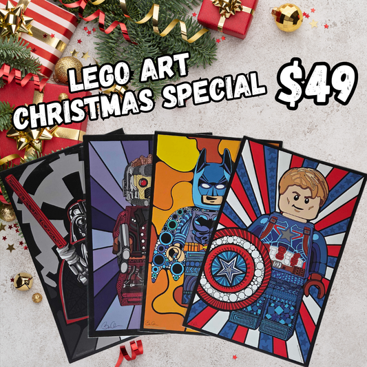 (5 Rare Prints Christmas Bundle) Christmas LEGO Doodle Art Bundle – Limited Edition Prints