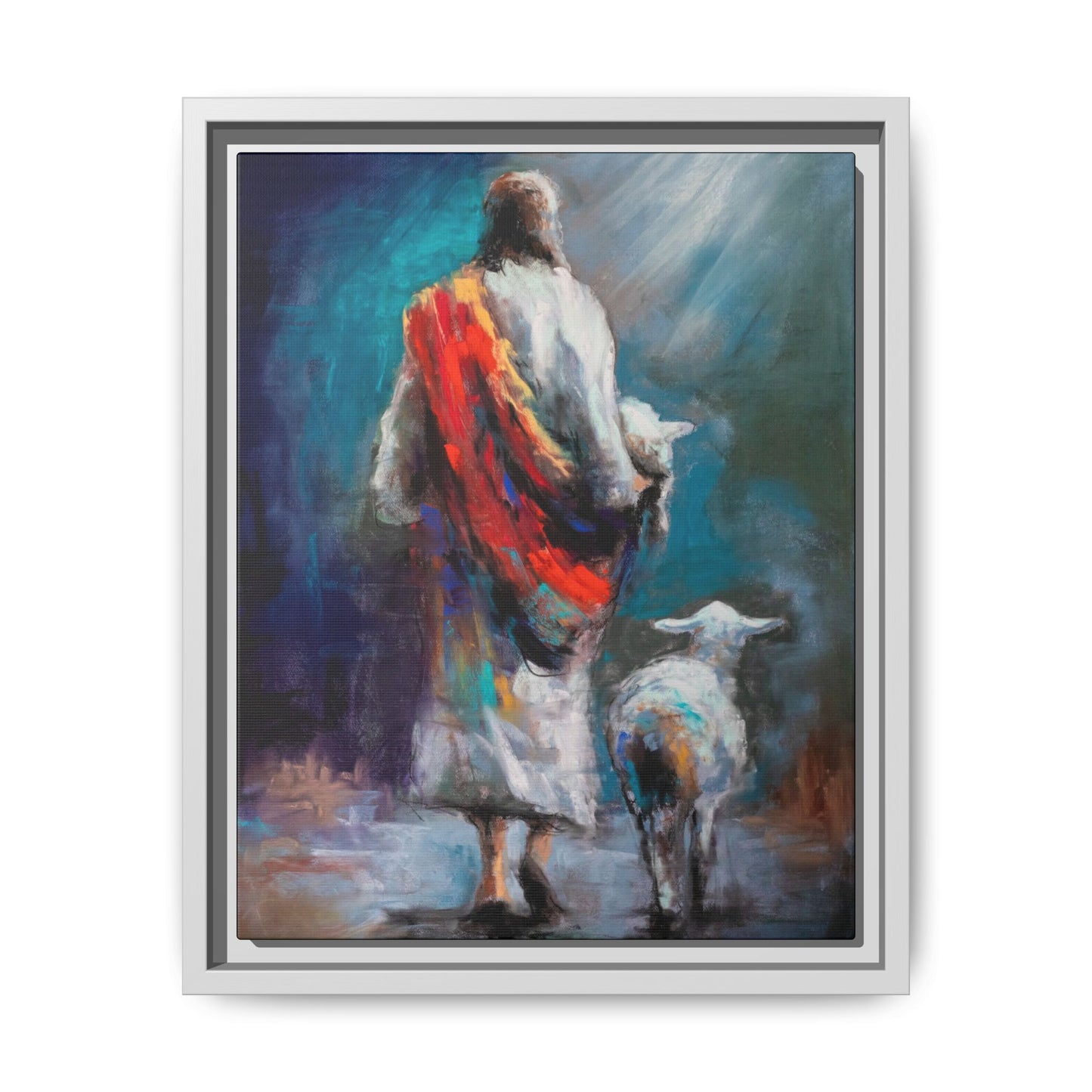 Canvas Art Print - Jesus Walking with Lamb