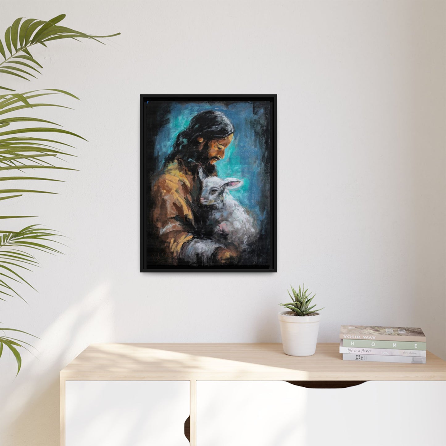 Canvas Art Print - Jesus Holding a Lamb