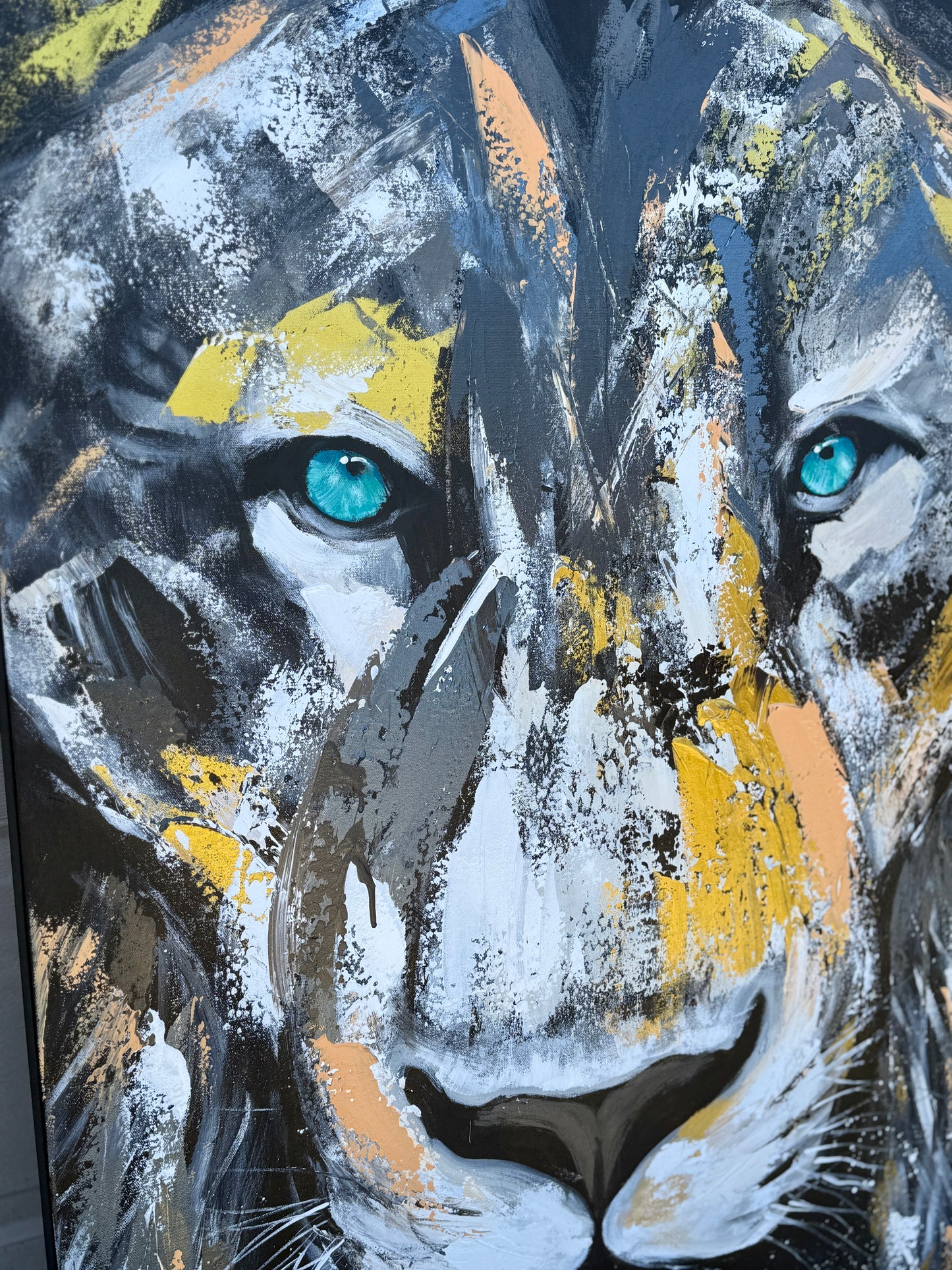 36x48 Abstract “Be Strong and Courageous” Lion Painting