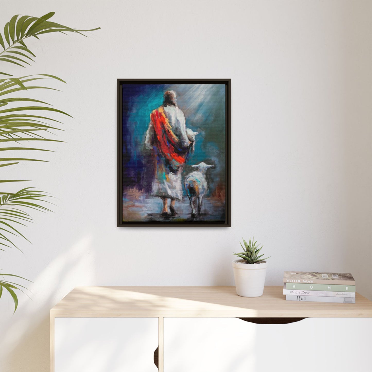 Canvas Art Print - Jesus Walking with Lamb