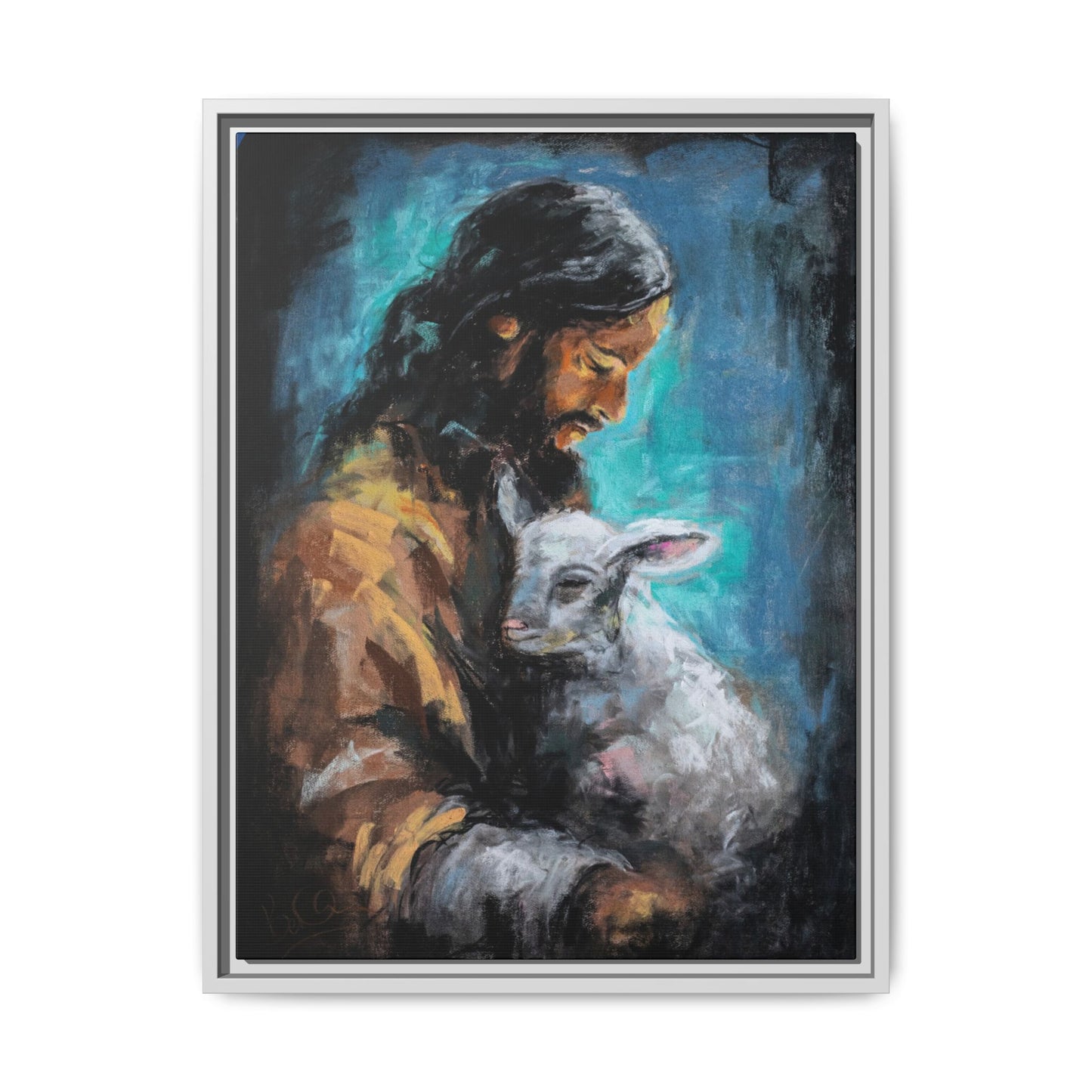 Canvas Art Print - Jesus Holding a Lamb