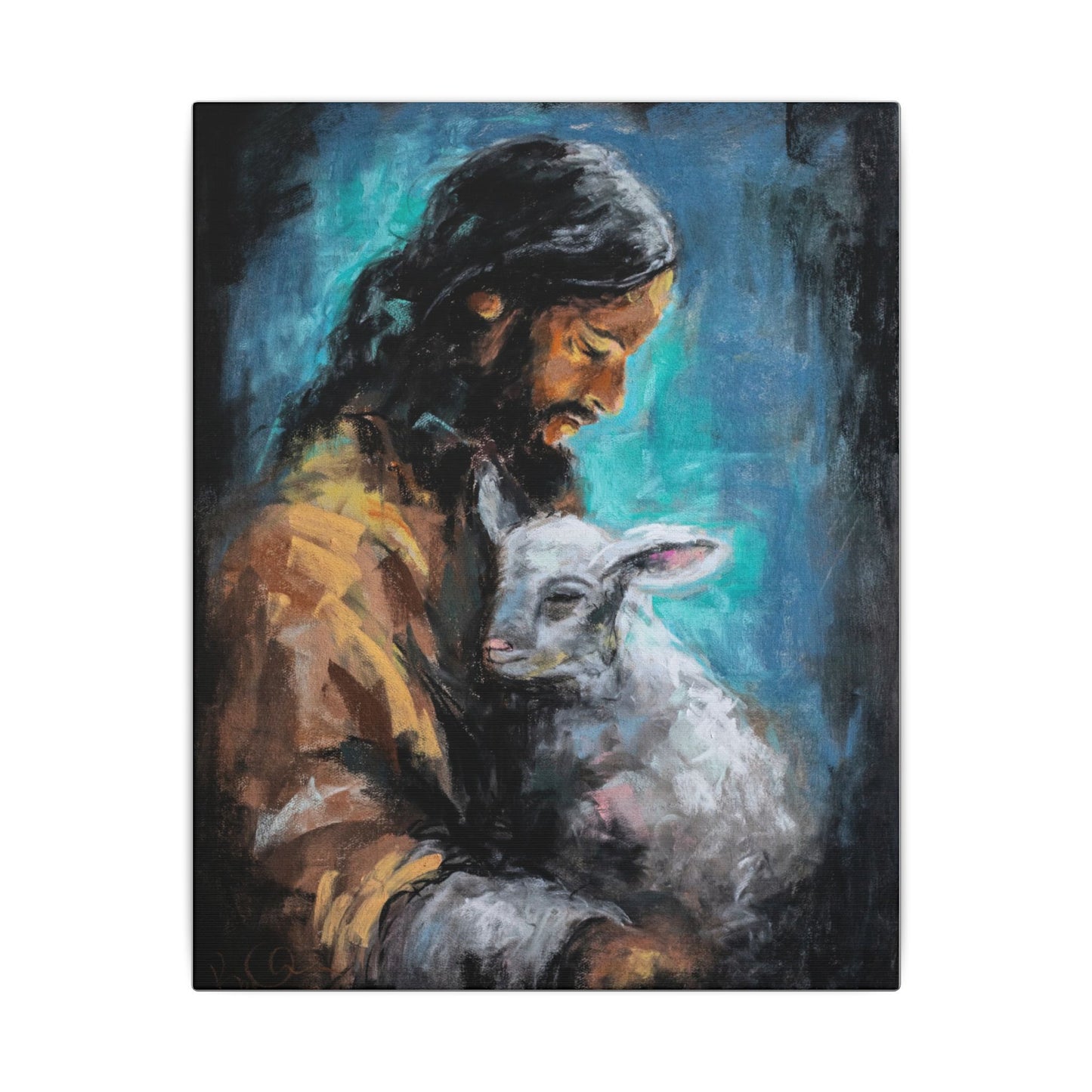 Jesus with Lamb Canvas Print – Religious Christian Wall Art