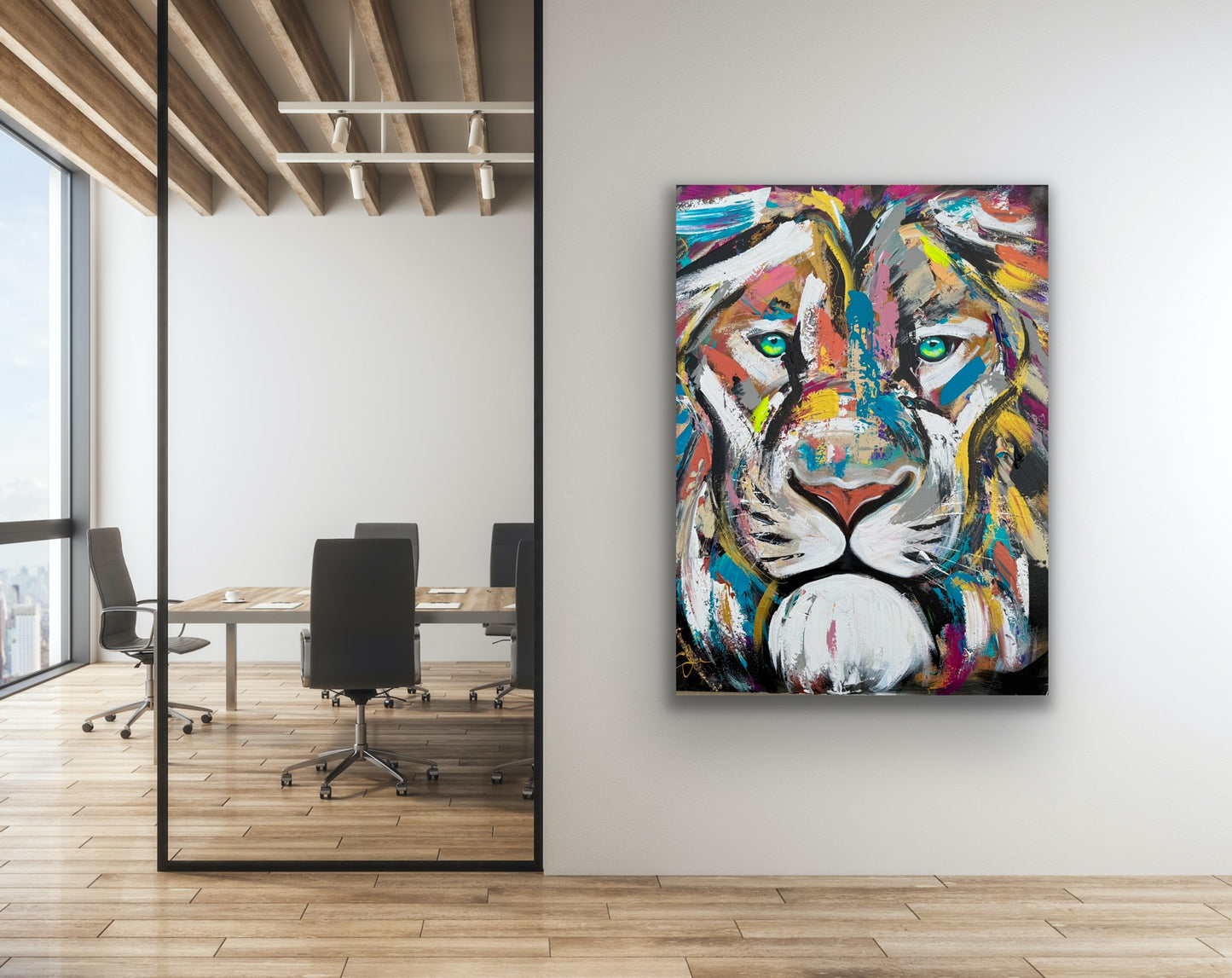 36x48 (Practice) Abstract “Live with Courage” Lion Painting