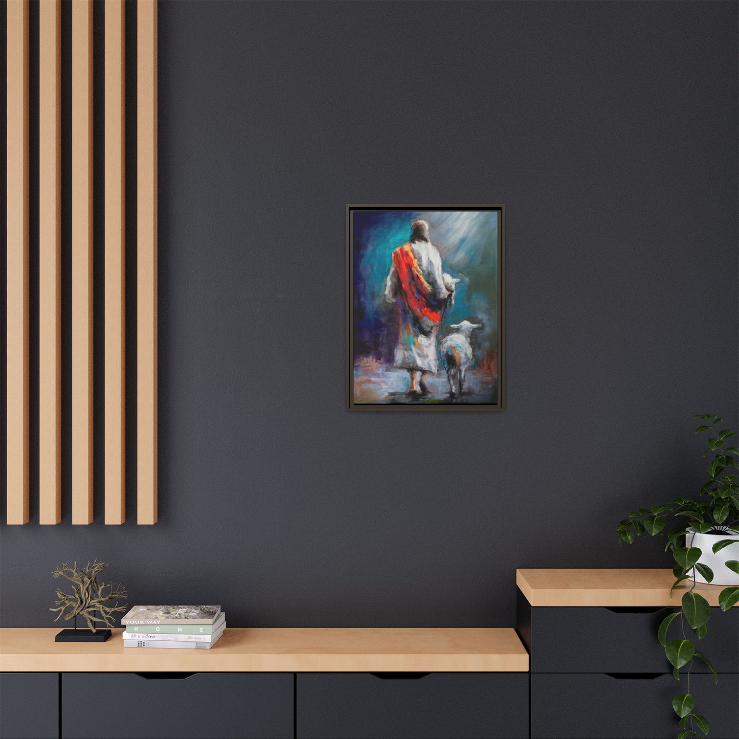 Canvas Art Print - Jesus Walking with Lamb