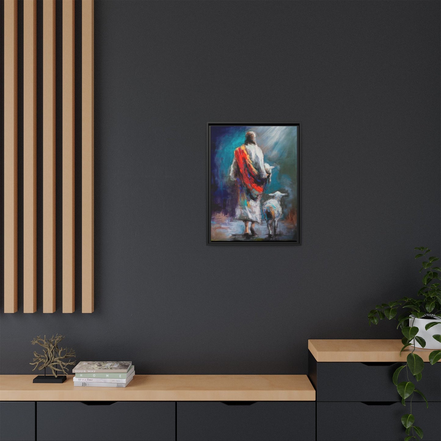 Canvas Art Print - Jesus Walking with Lamb