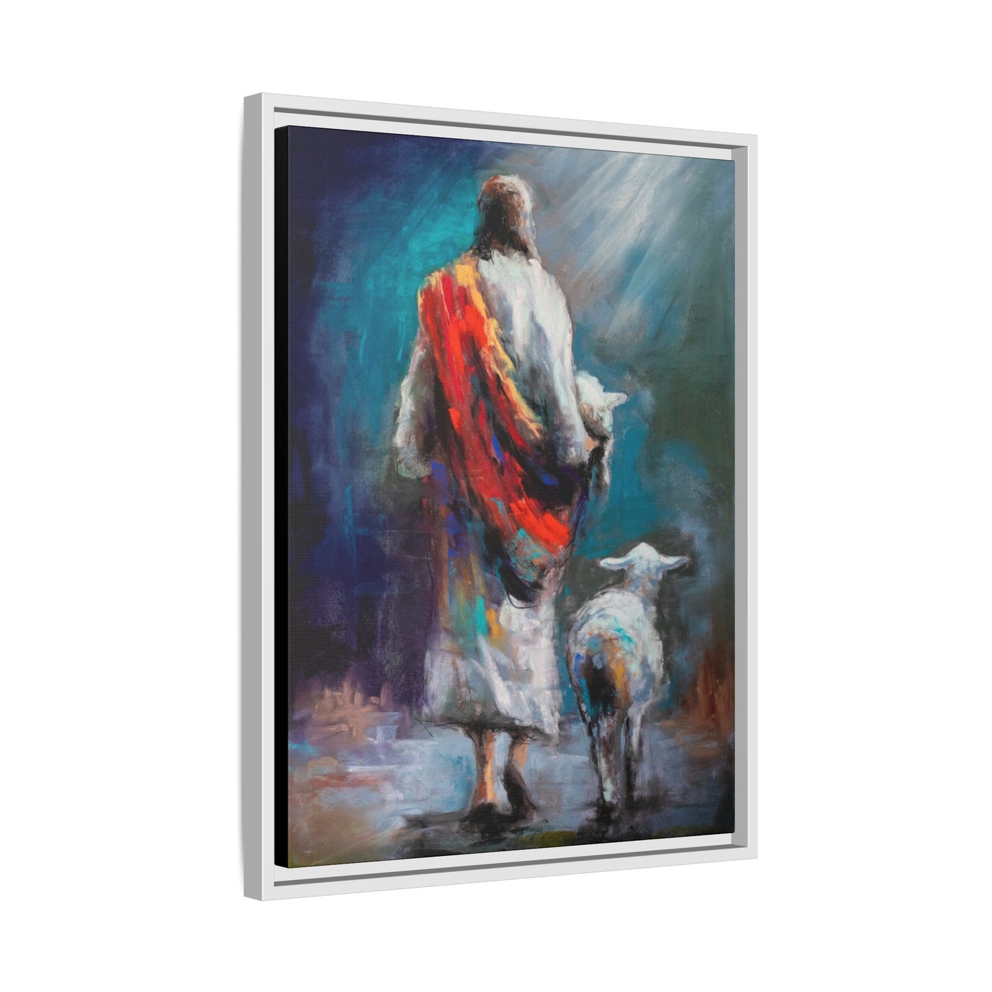 Canvas Art Print - Jesus Walking with Lamb