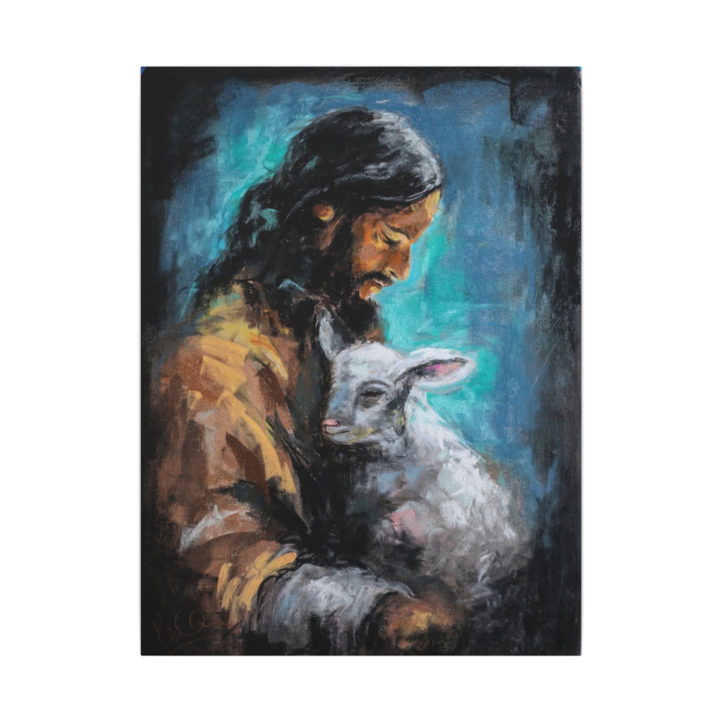 Jesus with Lamb Canvas Print – Religious Christian Wall Art