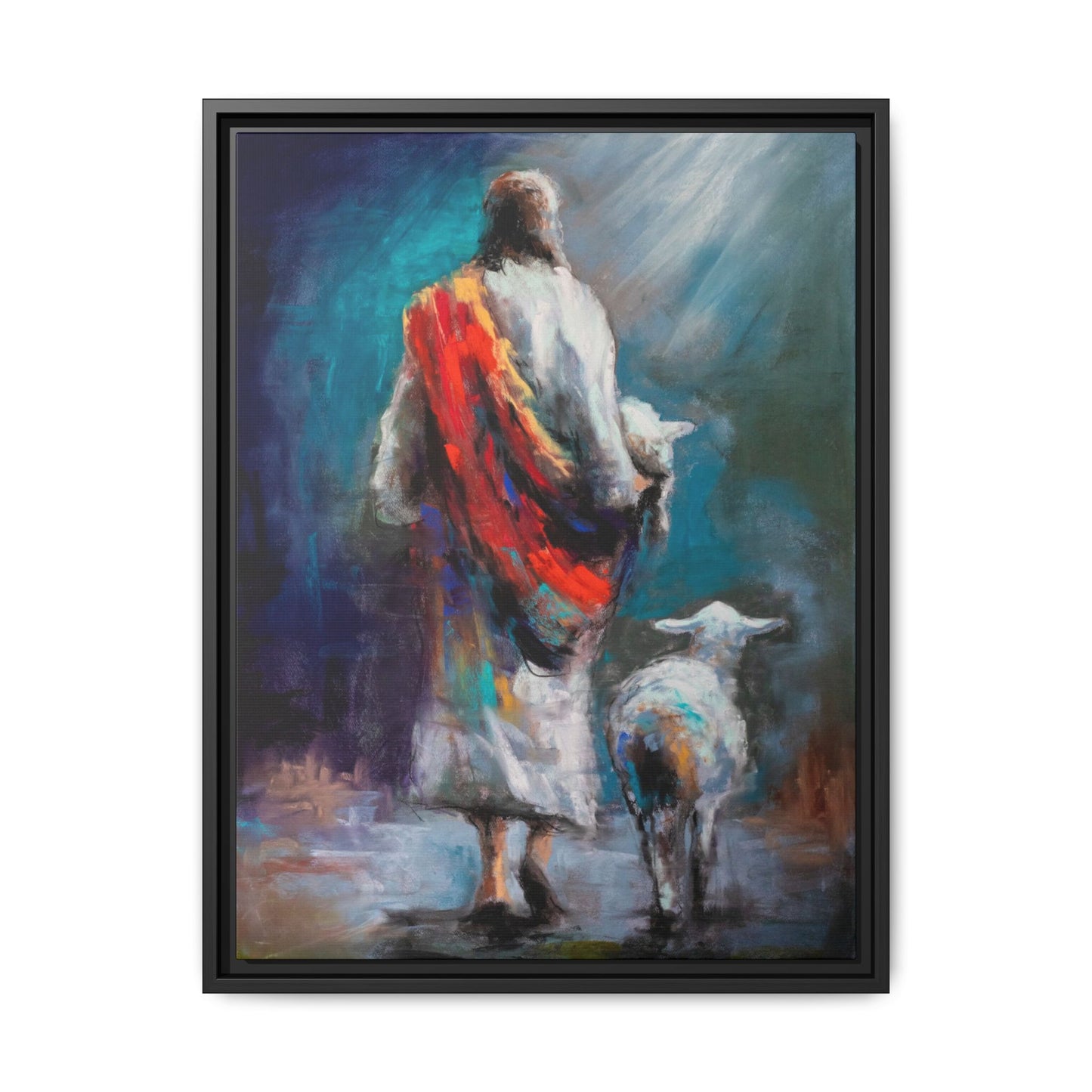 Canvas Art Print - Jesus Walking with Lamb