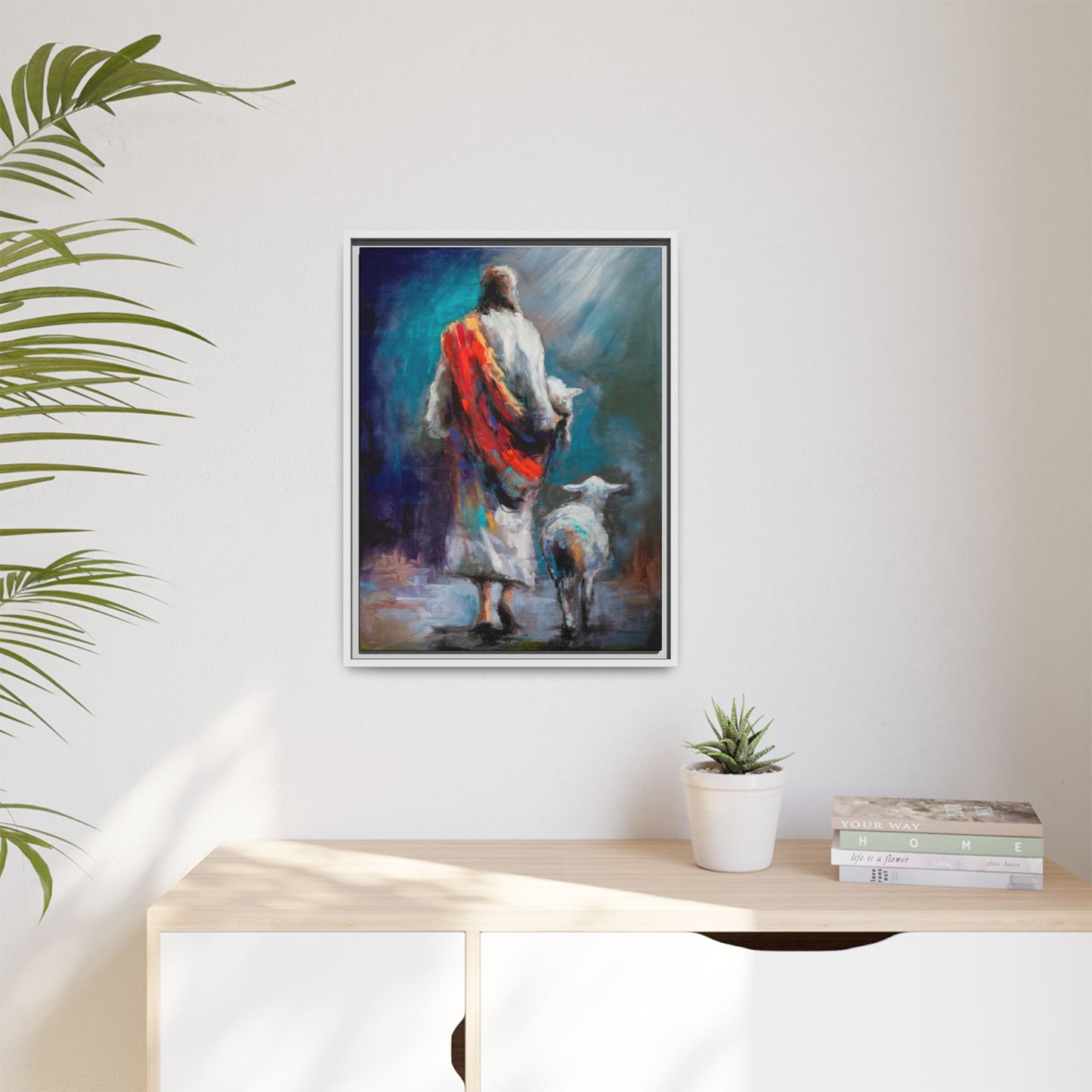 Canvas Art Print - Jesus Walking with Lamb
