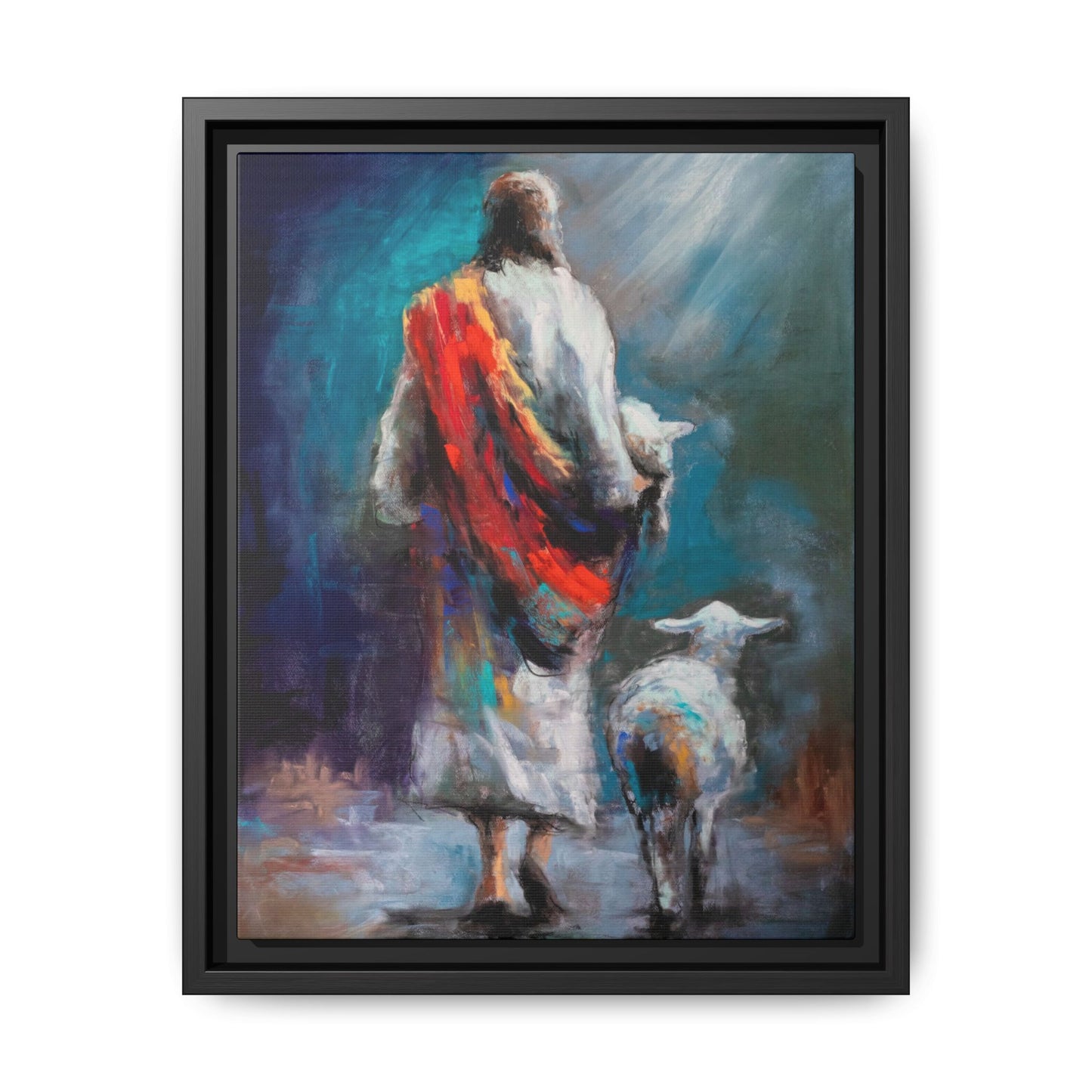 Canvas Art Print - Jesus Walking with Lamb