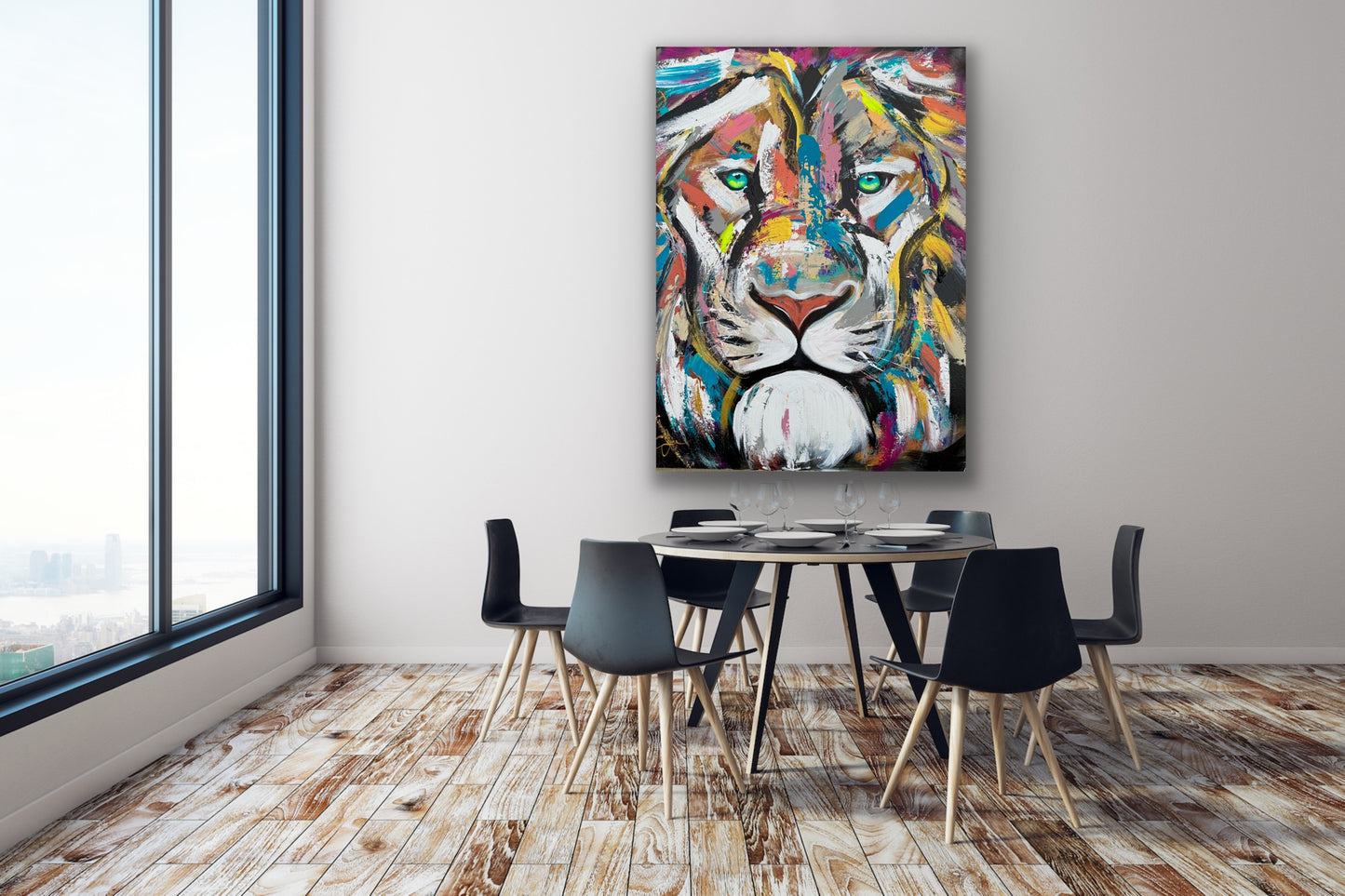 36x48 (Practice) Abstract “Live with Courage” Lion Painting