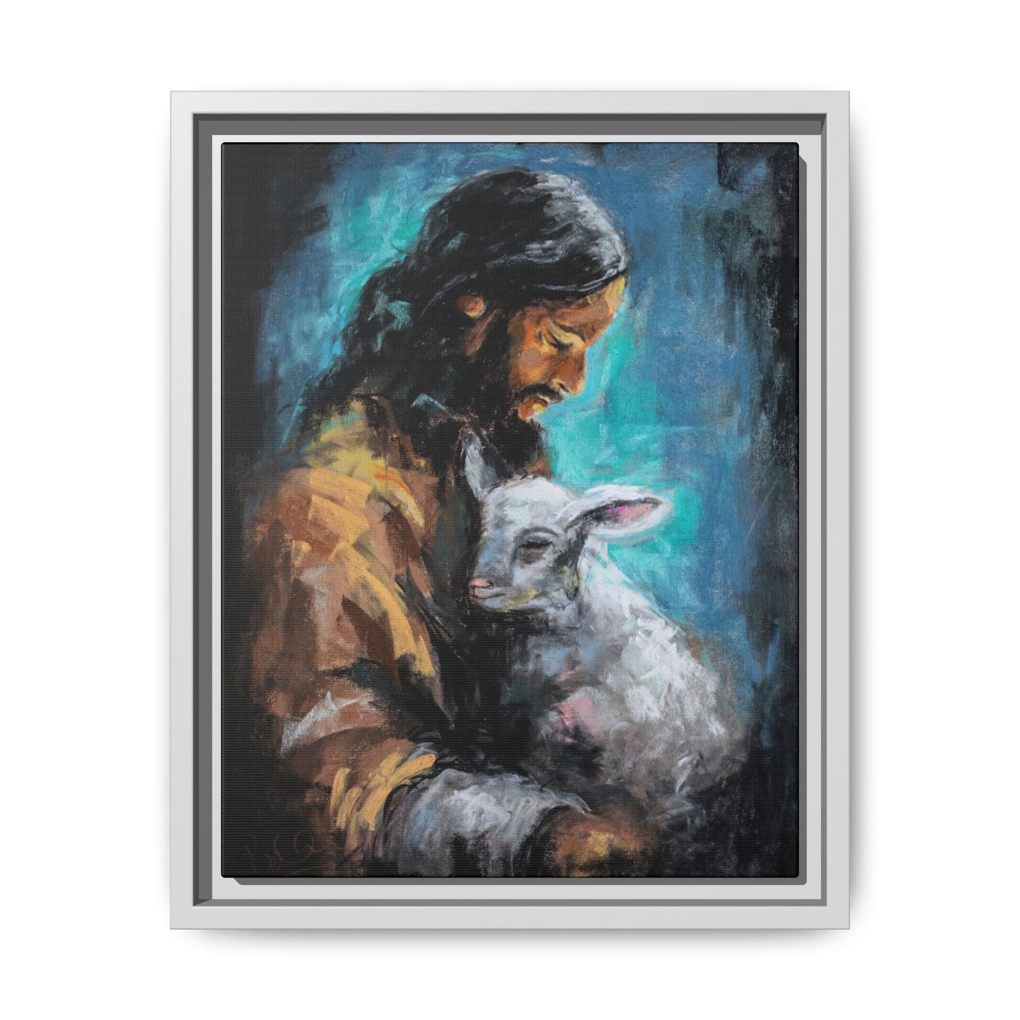 Canvas Art Print - Jesus Holding a Lamb