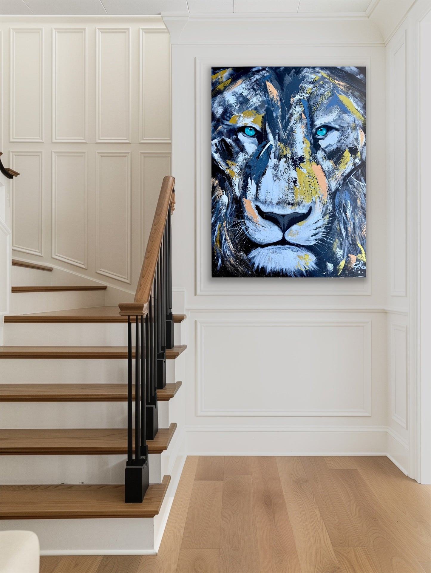 36x48 Abstract “Be Strong and Courageous” Lion Painting