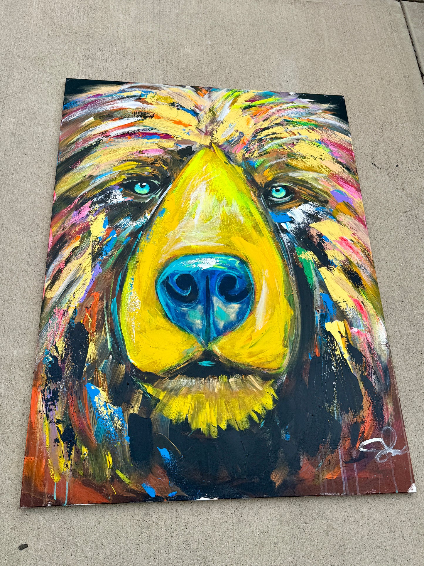 36x48 Abstract Bear Painting