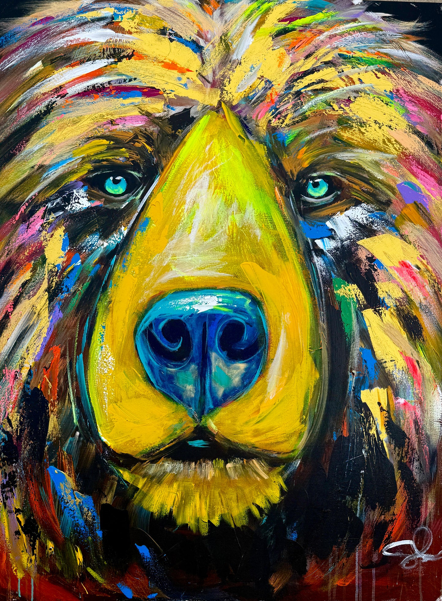 36x48 Abstract Bear Painting