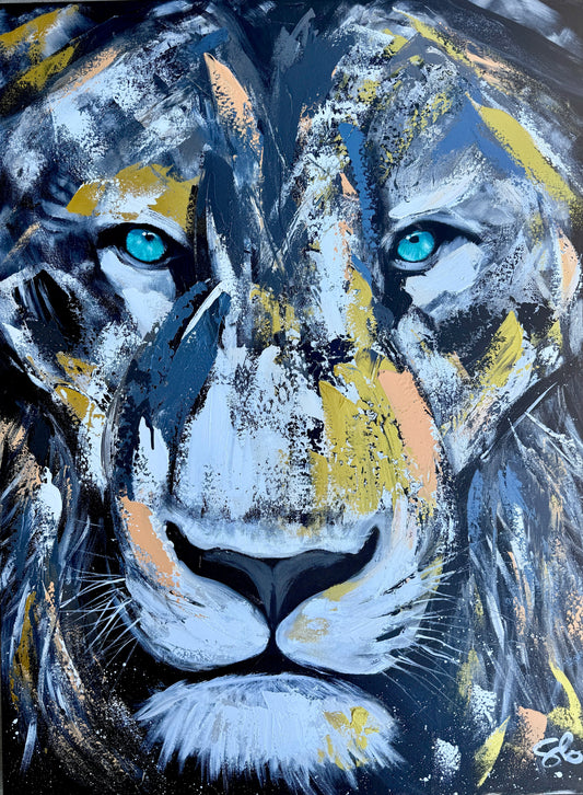 36x48 Abstract “Be Strong and Courageous” Lion Painting